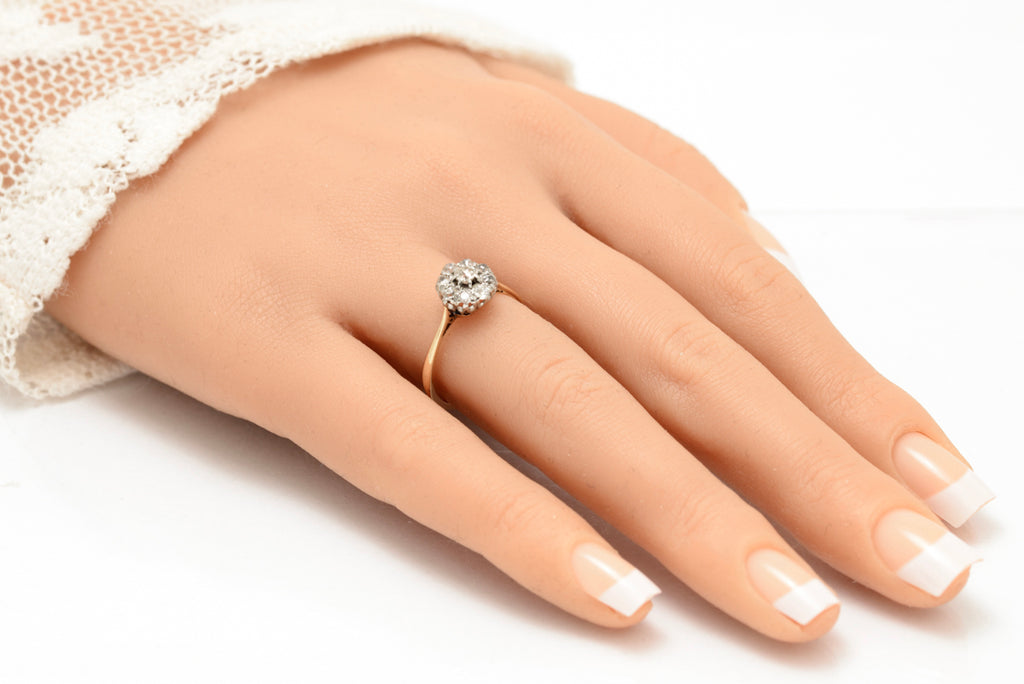 Antique 18ct Yellow Gold & 0.6 Carat Natural Diamond Cluster Ring c.1920 (A2082)