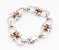 Vintage Mexican 925 Sterling Silver Shackle Design Chunky Bracelet (A2088)