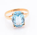 Vintage 9ct Yellow Gold & Lab-Created Blue Spinel Large Solitaire Ring UK Size K1/2 (A2090)
