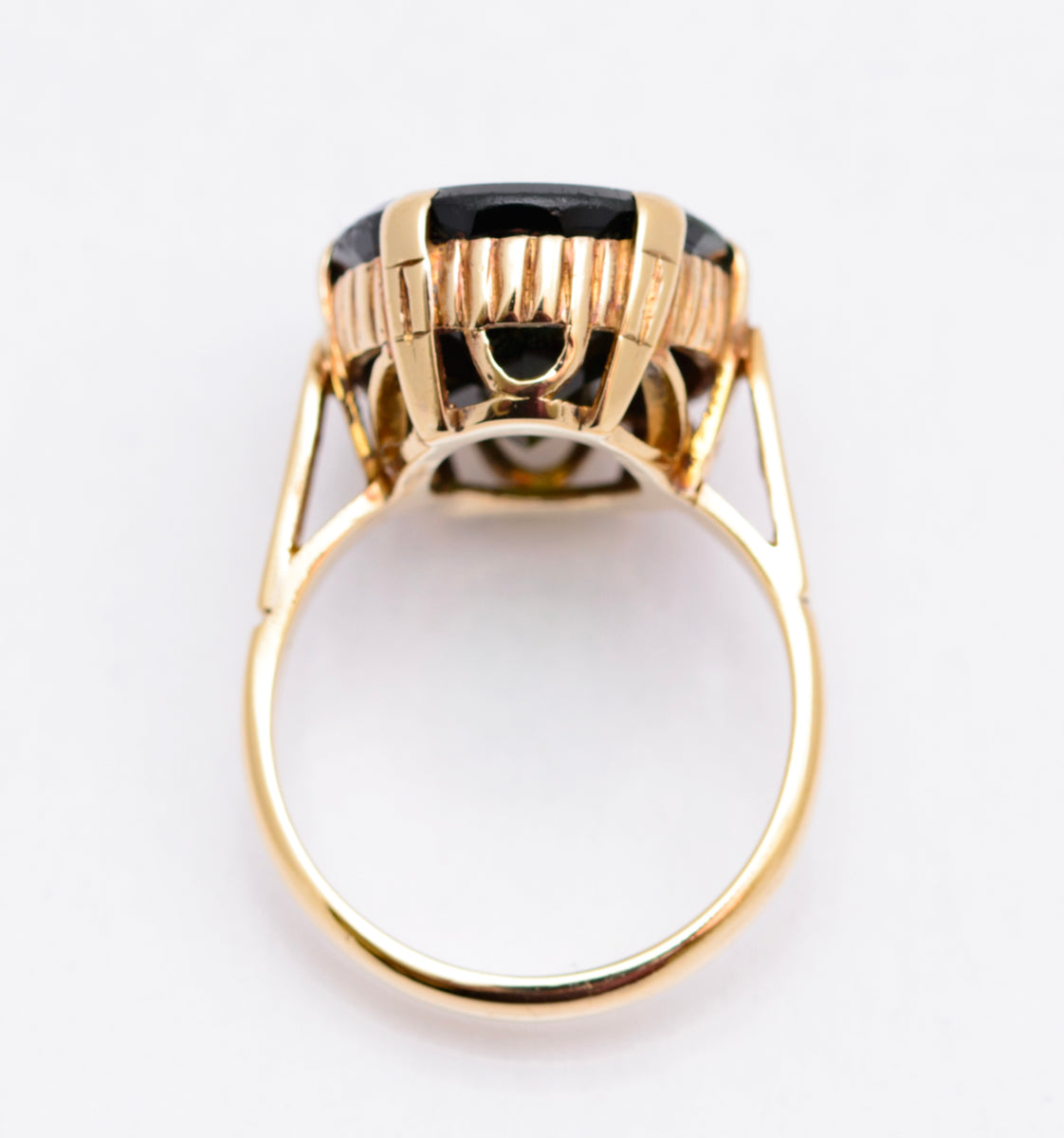 Vintage 9ct Yellow Gold & Large 10 Carat Green Tourmaline Gemstone Ring Size M (A2099)