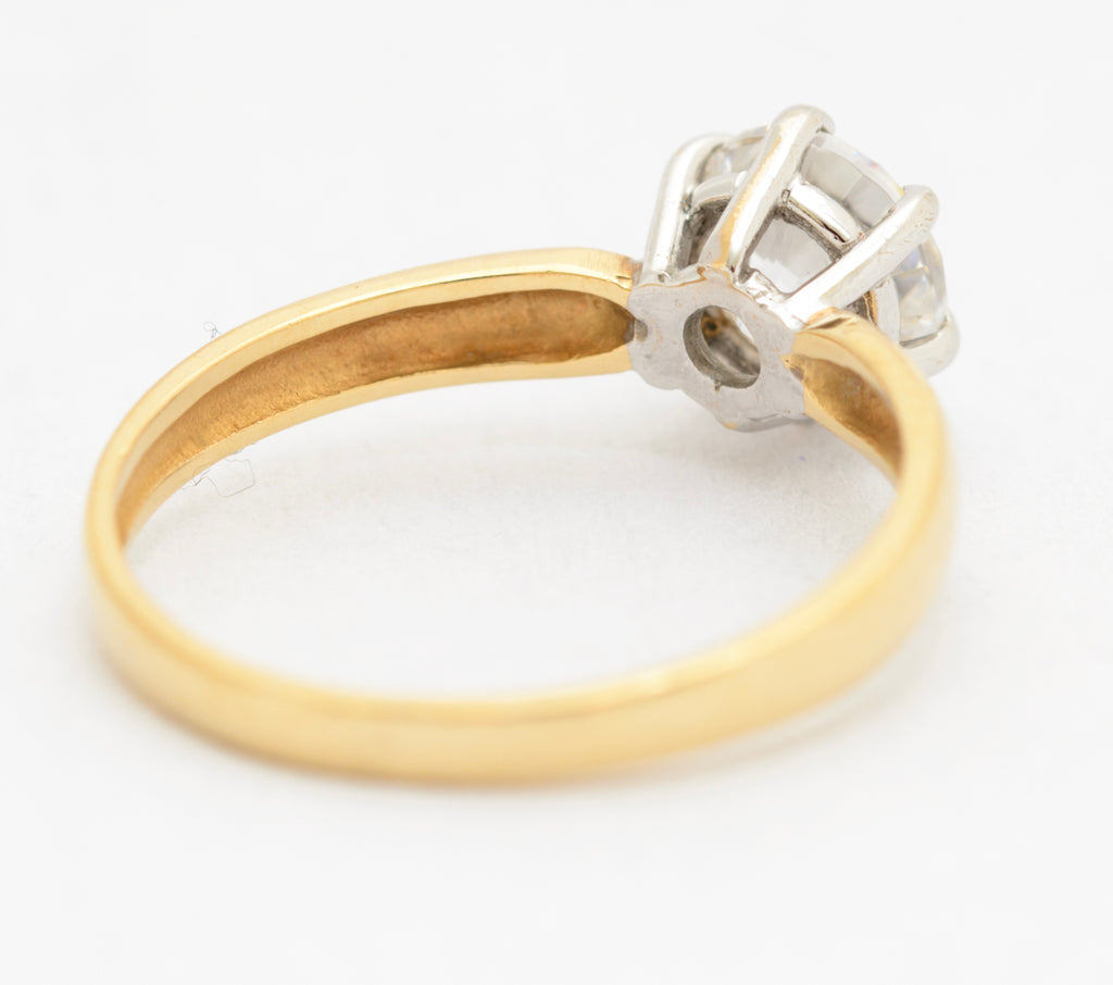 Vintage 9ct Yellow Gold 1 Carat CZ Solitaire Engagement Ring Sheffield Hallmark (A2101)
