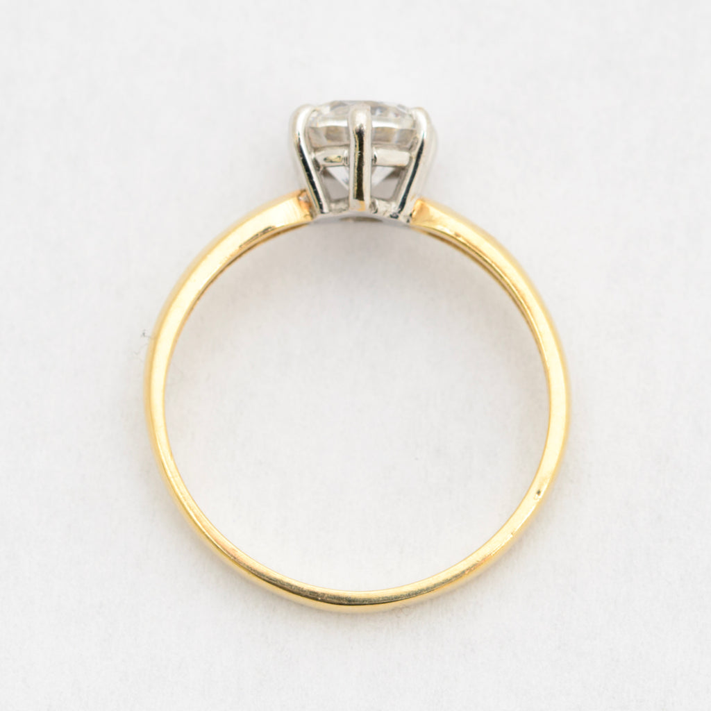 Vintage 9ct Yellow Gold 1 Carat CZ Solitaire Engagement Ring Sheffield Hallmark (A2101)