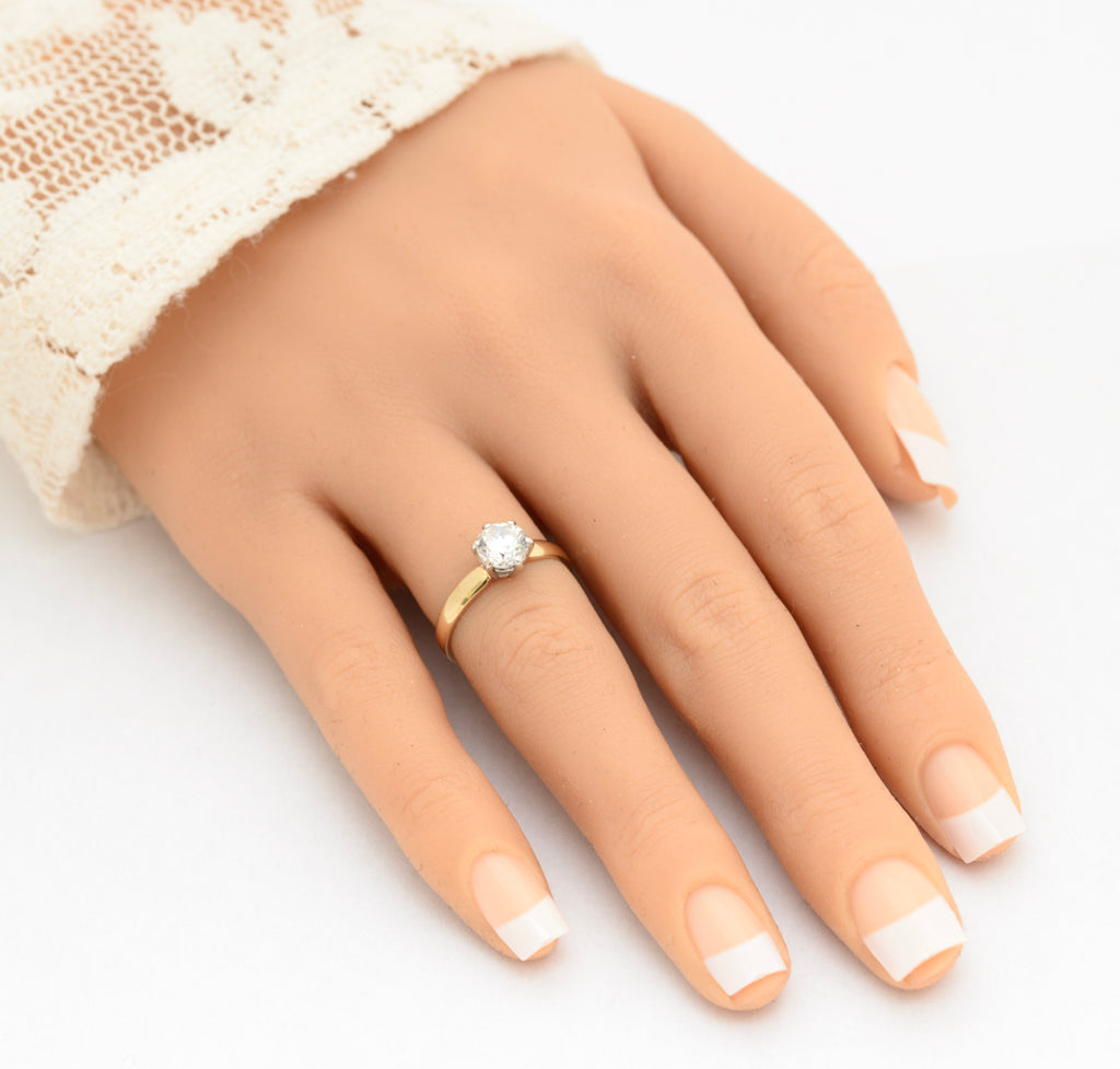 Vintage 9ct Yellow Gold 1 Carat CZ Solitaire Engagement Ring Sheffield Hallmark (A2101)