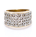 Vintage 9ct Yellow Gold Ladies Diamond Encrusted Wide Band Ring UK Size M1/2  (A2106)