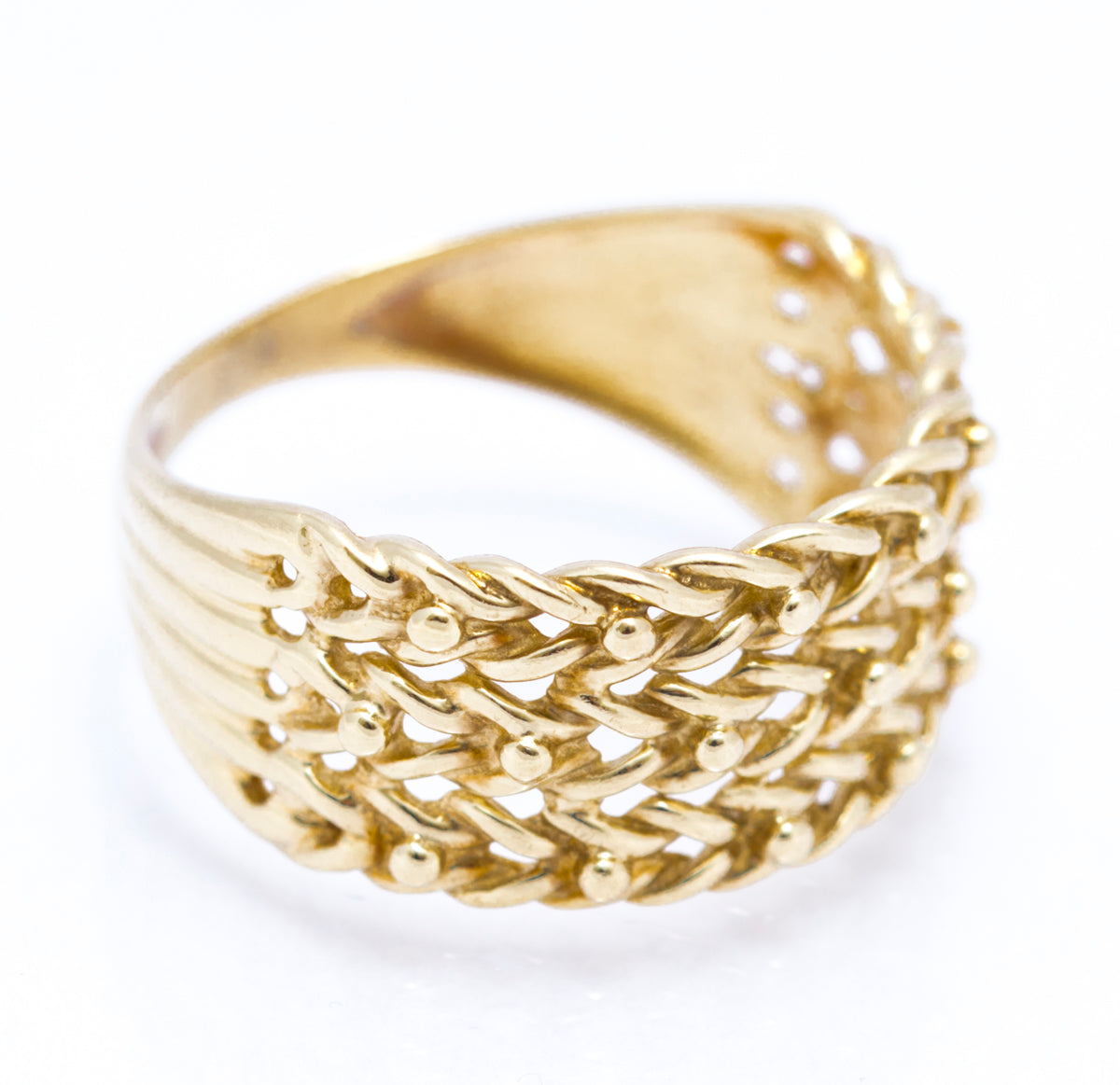 Vintage 1980's 3 Row Keeper Ring in 9ct Yellow Gold Sheffield Hallmark Size P1/2 (A2107)