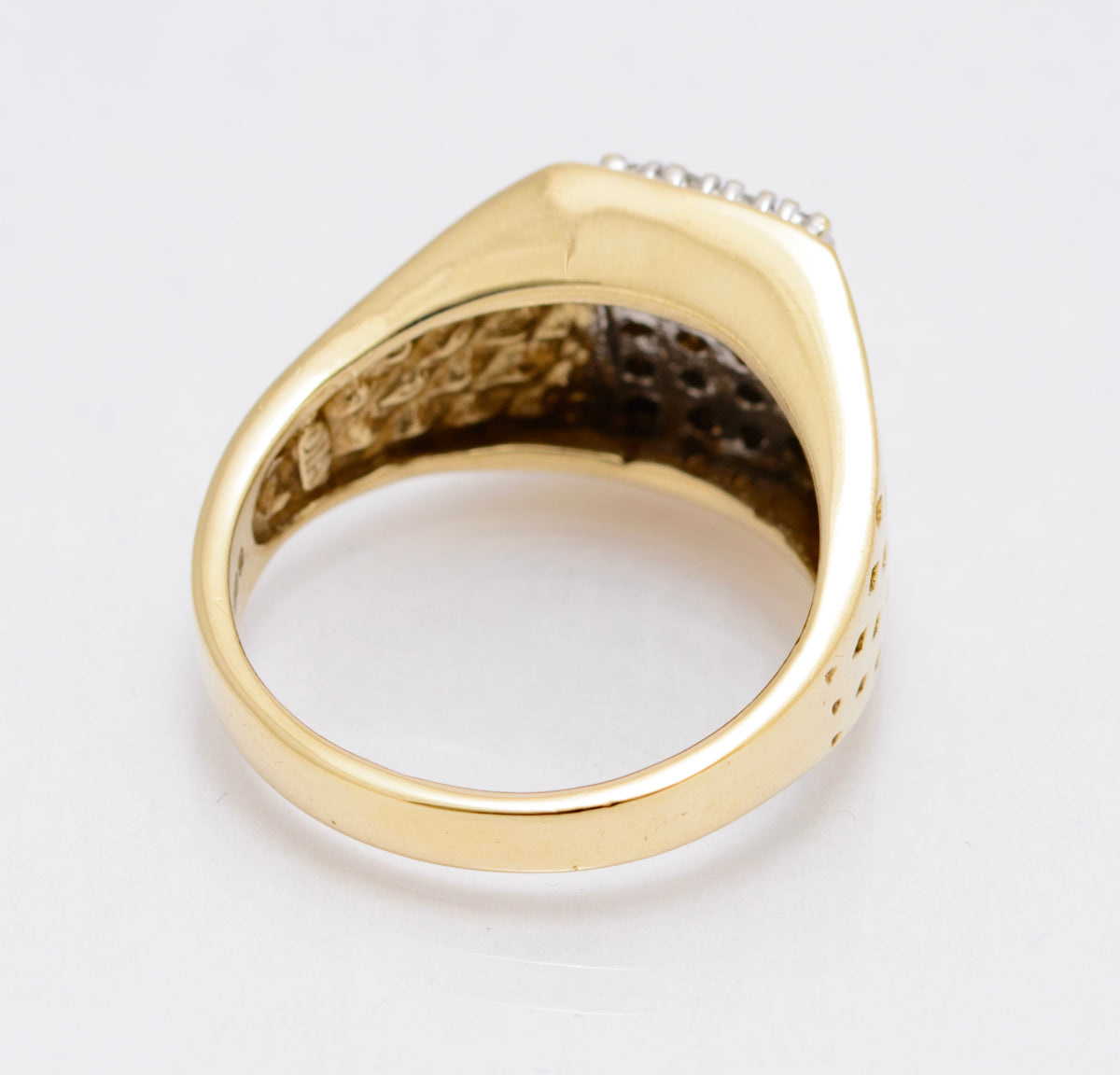 Vintage Mens 9ct Yellow Gold & 24 Diamond Panel Signet Ring Size S Hallmarked (A2108)