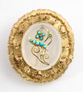 Fine Victorian Antique Love Token/Mourning Brooch Forget Me Not Flower Turquoise c1880 (A2139)