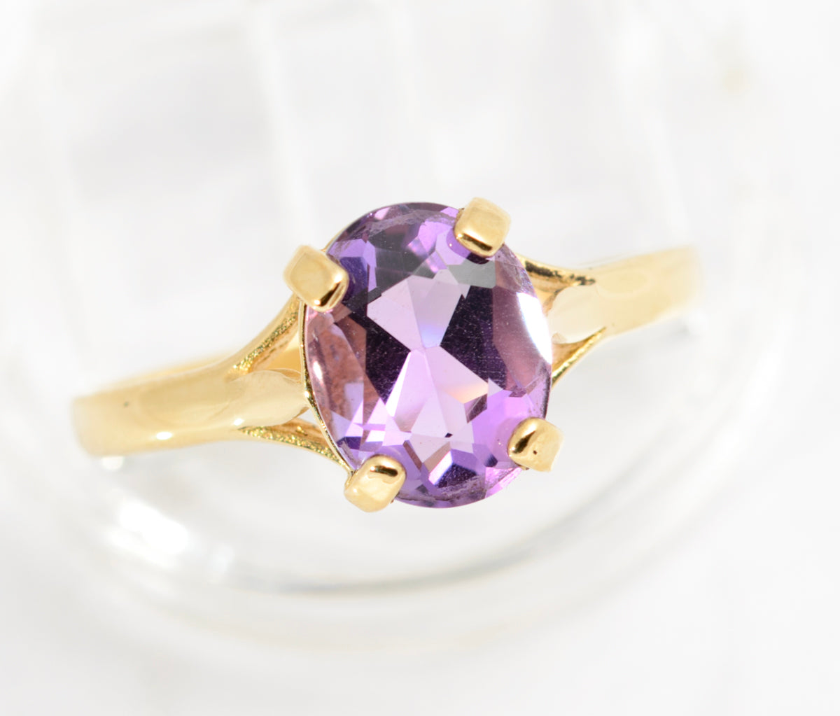 Vintage 9ct Gold & 1.5 Carat Amethyst Solitaire Ring Hallmarked Size P (A2154)