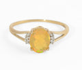 Vintage 9ct Gold Facet Cut Welo Opal & Diamond Ring - TGGC - Birmingham 2012