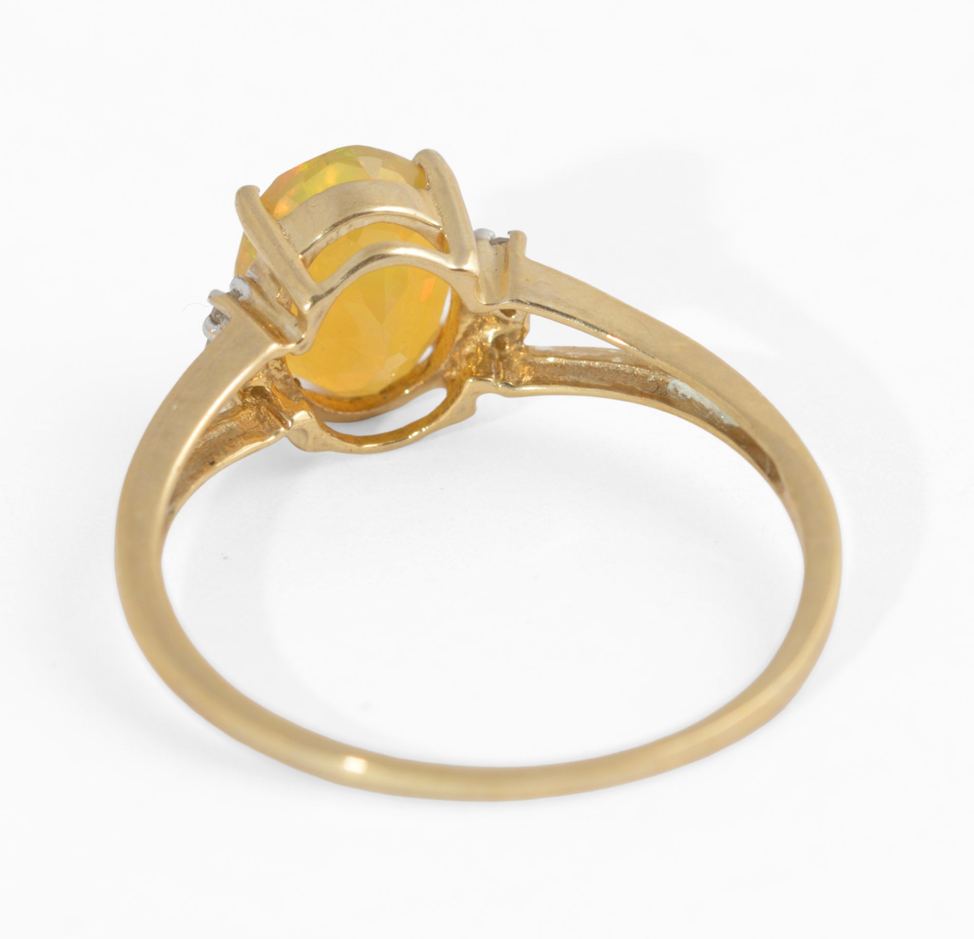 9ct Gold Facet Cut Welo Opal & Diamond Ring TGGC Hallmarked 2012 UK Size R   (Code A628)