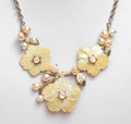 925 Sterling Silver, Mother of Pearl & Cultured Pearl Statement Flower Necklace (B2177)