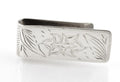 Vintage Mexican Sterling Silver Money Clip With Bright Cut Floral Design