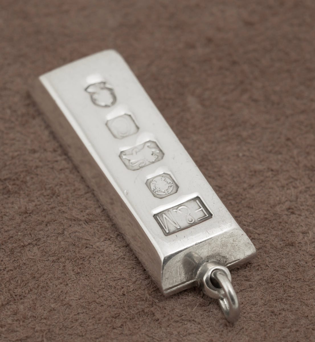 Vintage 925 Sterling Silver Heavy Ingot Pendant Sheffield 1977 Feature Hallmarks(B2205)