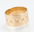 9ct Solid Yellow Gold Ring Wide Wedding Band Cross Cut Vintage 1963 (B2211)