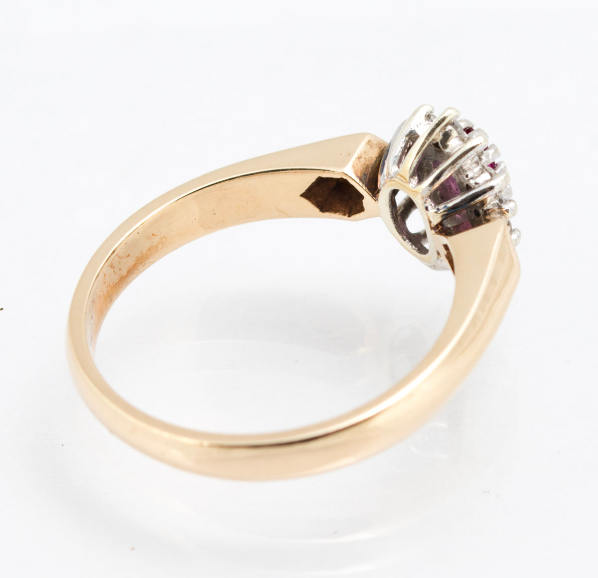 Vintage 9ct Yellow Gold Natural Ruby & Diamond Elegant Ladies Ring UK Size N (B2215)