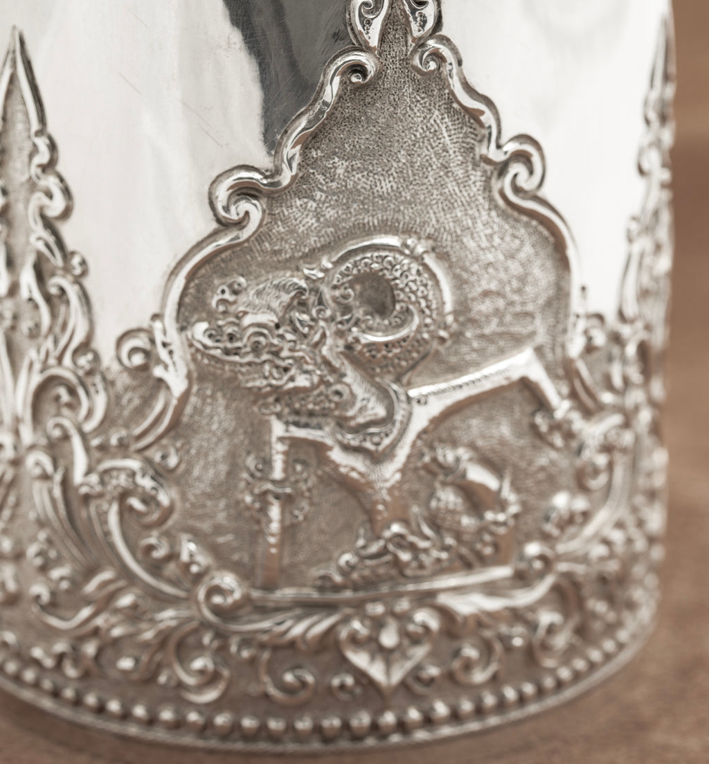 Vintage Indonesian .800 Silver LIdded Jar Wayang Theatre Design Yogya Hallmarks  (B2225)