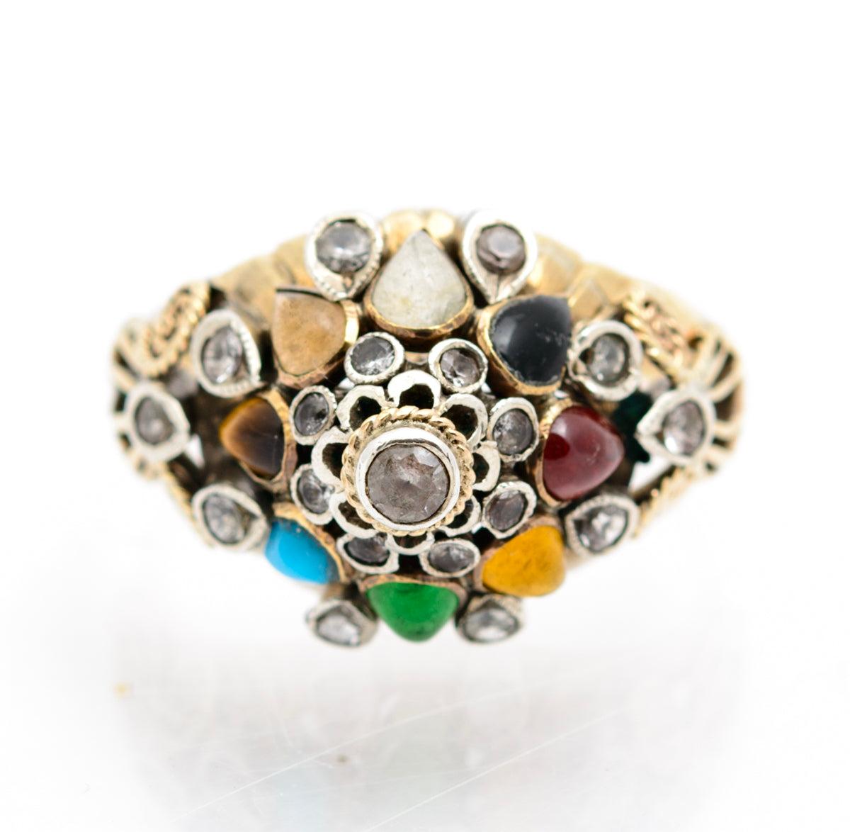 Vintage 14K Gold & Gemstone Princess Harem Ring Mid 20th Century Size L (B2227)