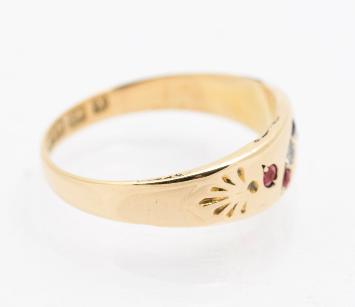 Antique Victorian Natural Ruby & Diamond Set Ladies Ring In 18ct Gold Hallmarked (B2231)