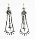 Pair Antique Georgian Cut Steel Earrings Long Drop With Articulated Crosses (B2232)