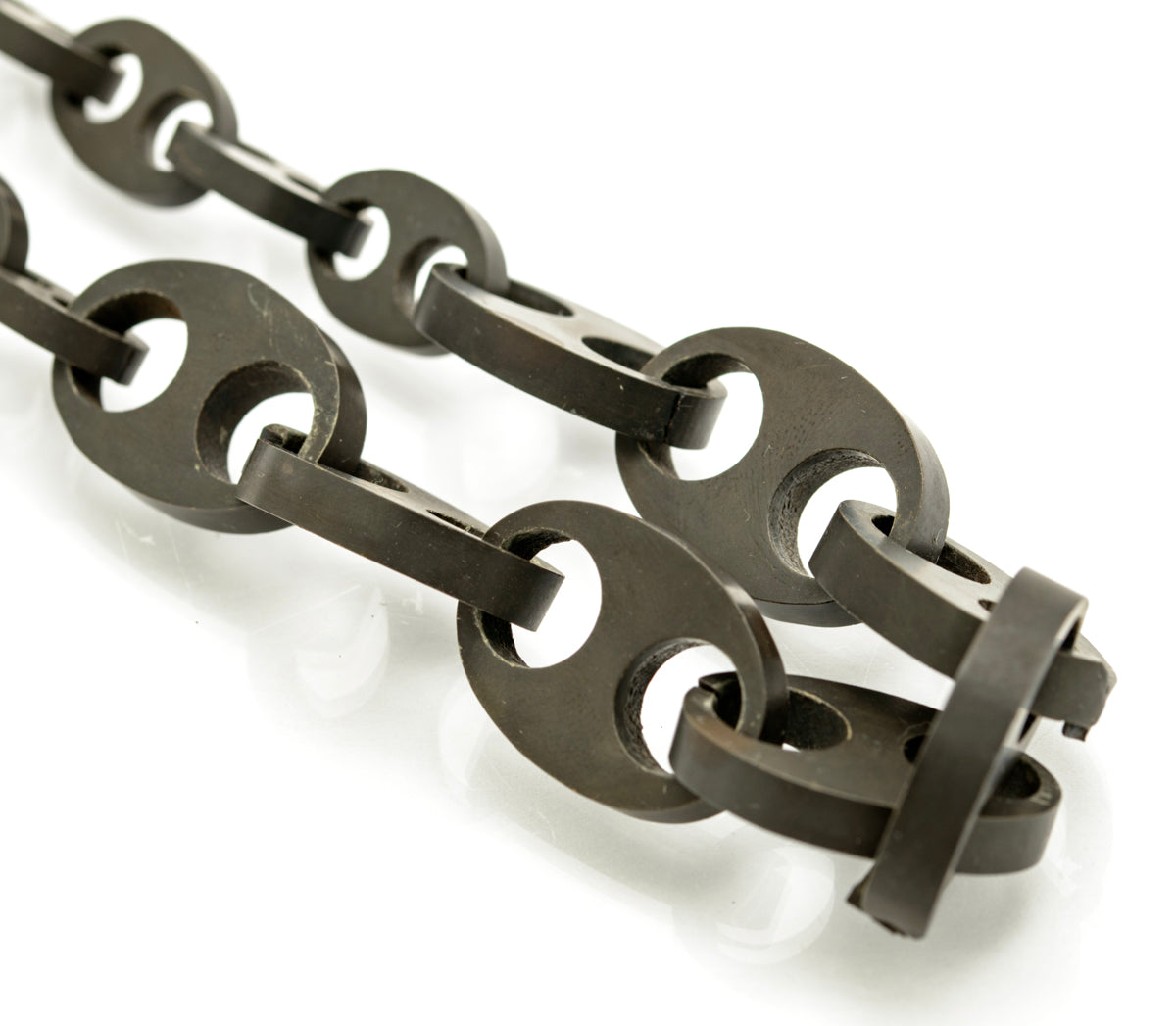 Antique Chunky Vulcanite Chain Link Mourning Necklace Victorian c.1880 (B2242)