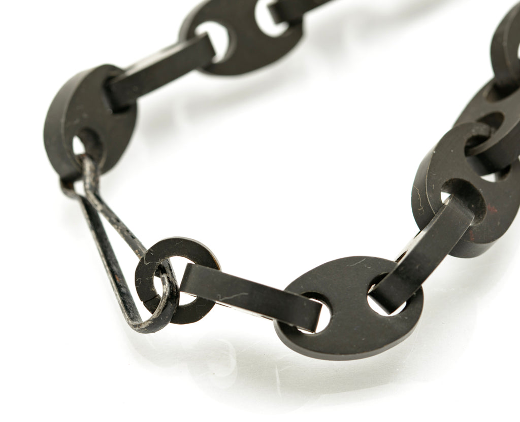 Antique Chunky Vulcanite Chain Link Mourning Necklace Victorian c.1880 (B2242)