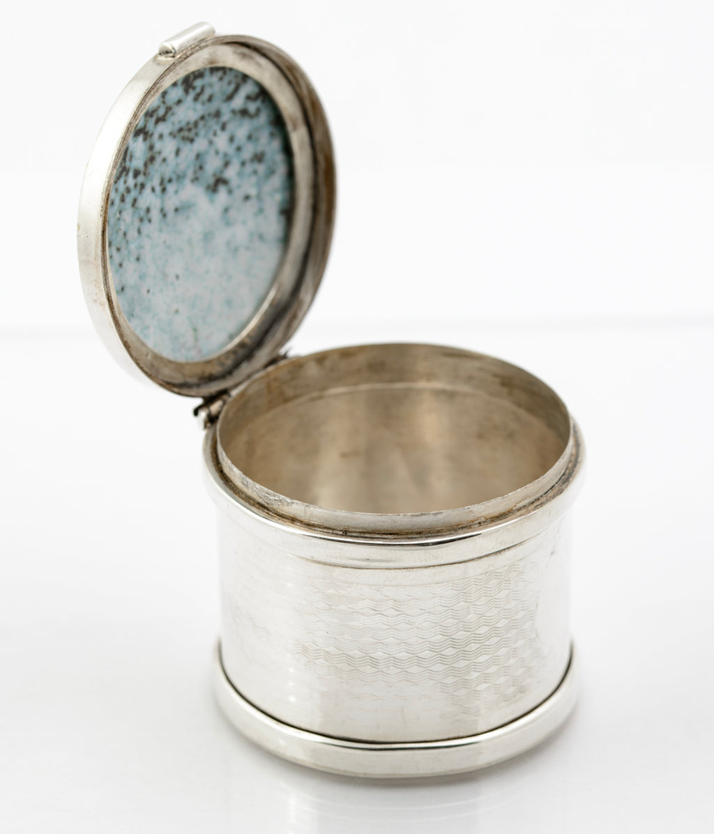Antique Sterling Silver Jar With Hand Painted Pre-Raphaelite Portrait On Copper (B2253)