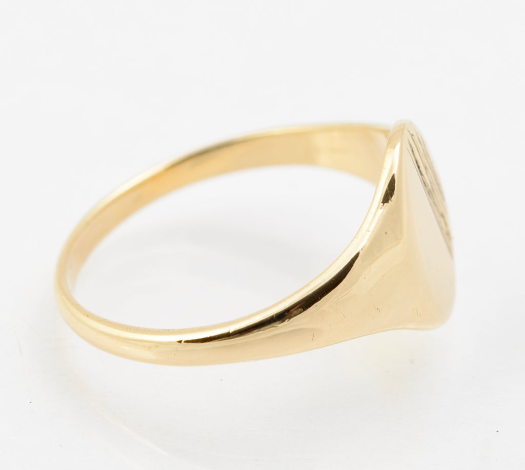 9ct Gold Signet Ring | Oval Textured Head | London Hallmark, Vintage 1976 (B2258)