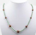 Antique/Art Deco Uranium/Vaseline Glass Bead Necklace Green/Copper Colour (B2264)