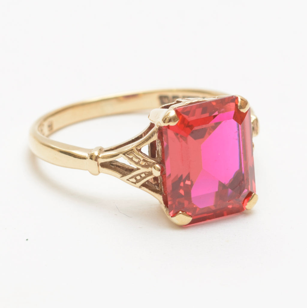 Vintage Mid Century 9ct Yellow Gold & Ruby Ring Hallmarked 1961 UK Size L1/2 (B2272)