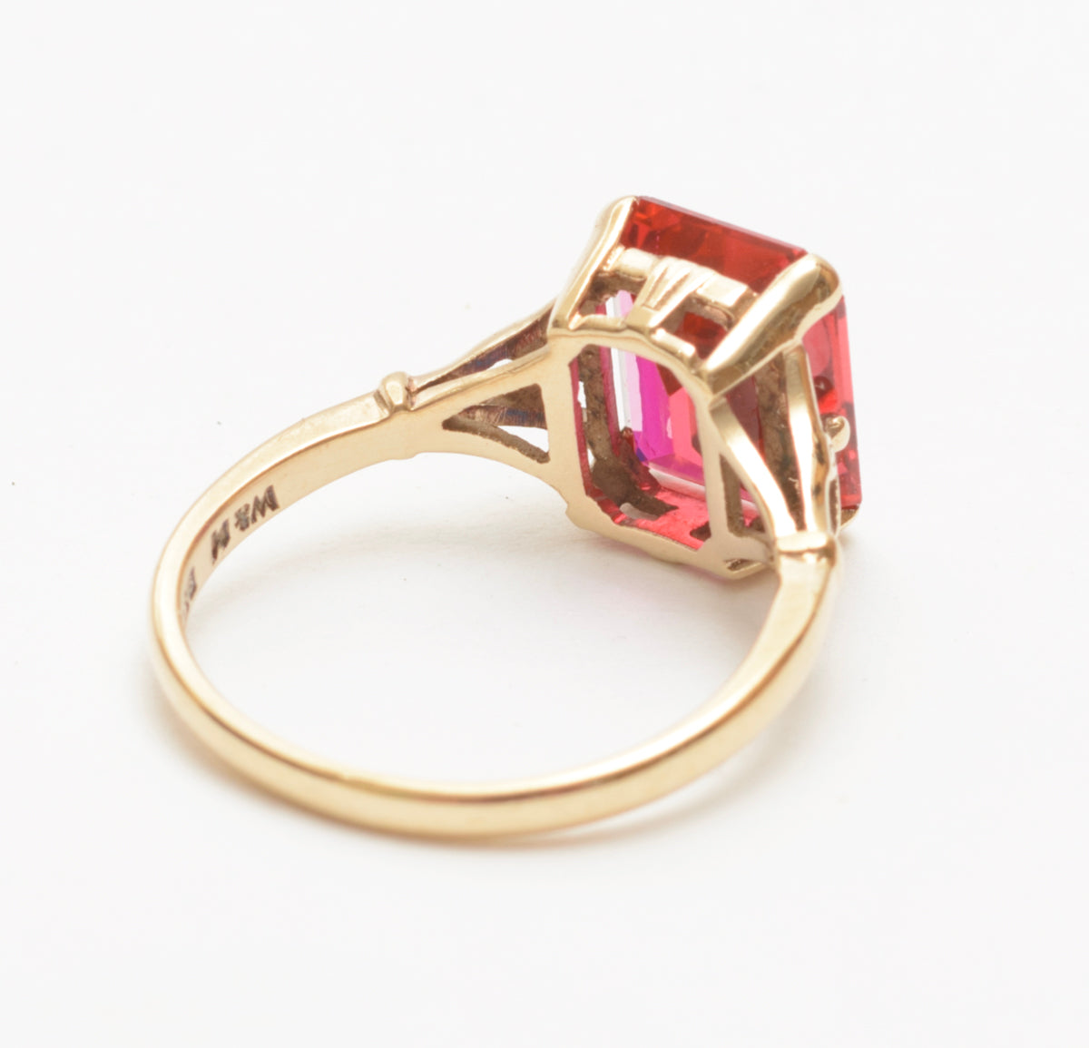 Vintage Mid Century 9ct Yellow Gold & Ruby Ring Hallmarked 1961 UK Size L1/2 (B2272)