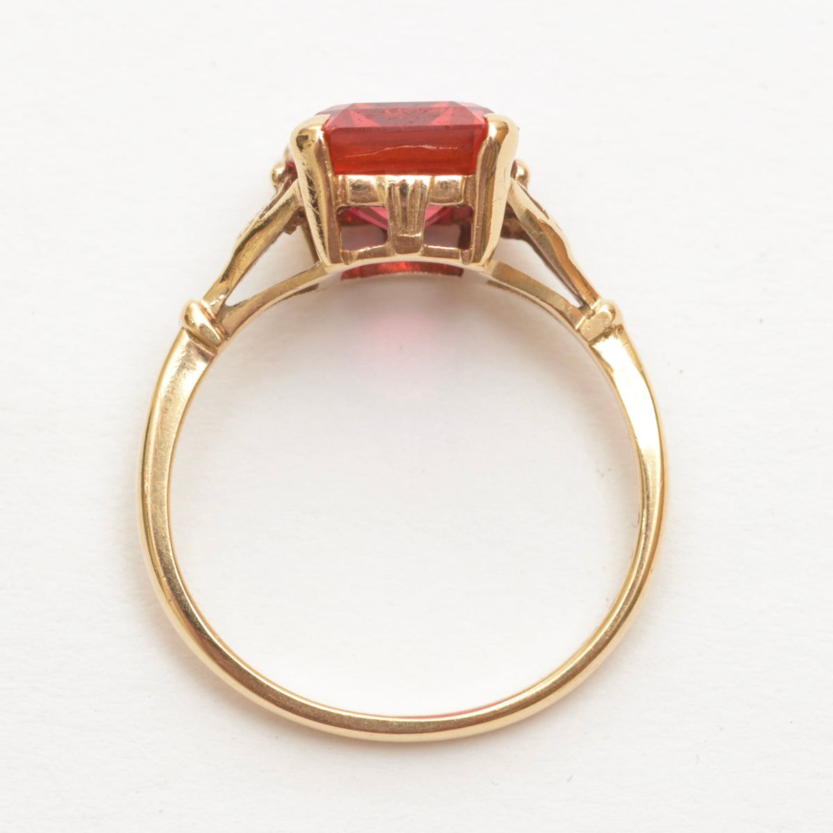 Vintage Mid Century 9ct Yellow Gold & Ruby Ring Hallmarked 1961 UK Size L1/2 (B2272)