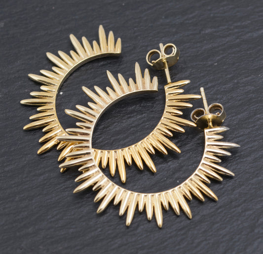 Pair Rachel Jackson Electric Goddess Statement Sun Earrings Sterling Silver & 22ct Gold Plated (B2286)