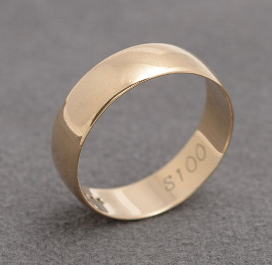Vintage 9ct Yellow Gold Wedding Band Ring D Profile Hallmarked 1975 Size O (B2288)