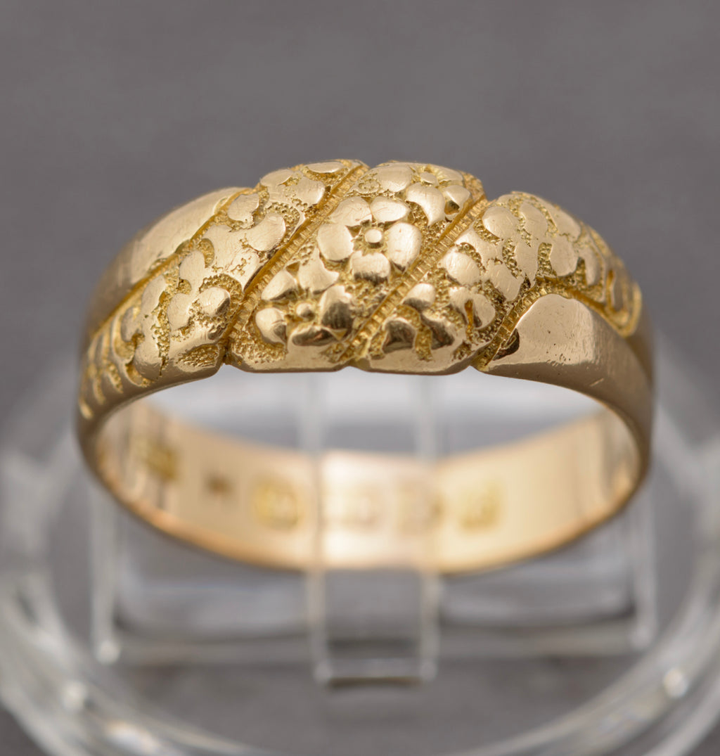 Antique Edwardian 18ct Solid Gold Ring Floral Design Chester Hallmark 1903 (B2294)