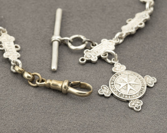 Vintage Sterling Silver St. Johns Ambulance Link Albert Watch Chain Hallmarked (B2300)