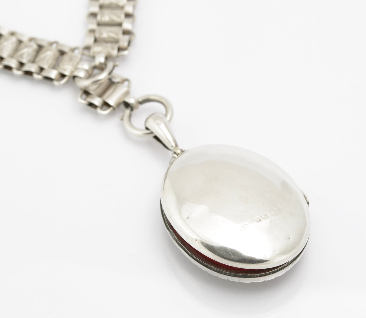 Antique Victorian Sterling Silver Locket & Aesthetic Period Book Chain Necklace (B2317)