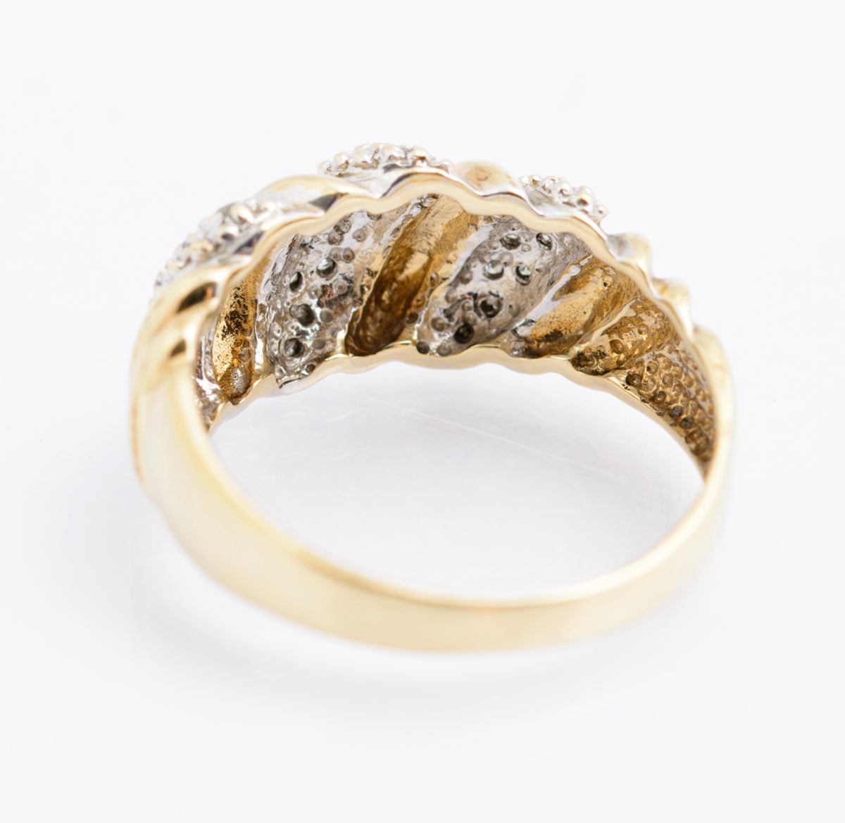 Vintage 9ct Gold & Diamond Banded Cluster Ring Hallmarked Birmingham Size O (B2332)