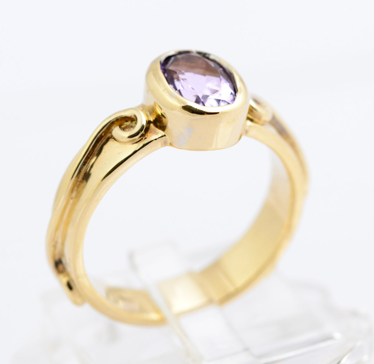 Vintage 9ct Gold & Natural Rose de France Amethyst Artisan Made Ring Size K (B2338)