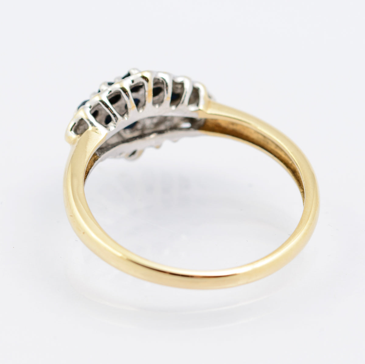 Vintage Natural Sapphire & Diamond Cluster Ring In 9ct Gold 1980's Size O1/2 (B2343)