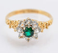 Vintage 9ct Yellow Gold Ring Chrome Diopside Gem With Quartz Halo UK Size N1/2 (B2346)