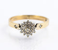 Vintage 9ct Gold Diamond Cluster Ring | Double Diamond Halo | Diamond Shoulders | London 1986 | Size K½ | (B2350)