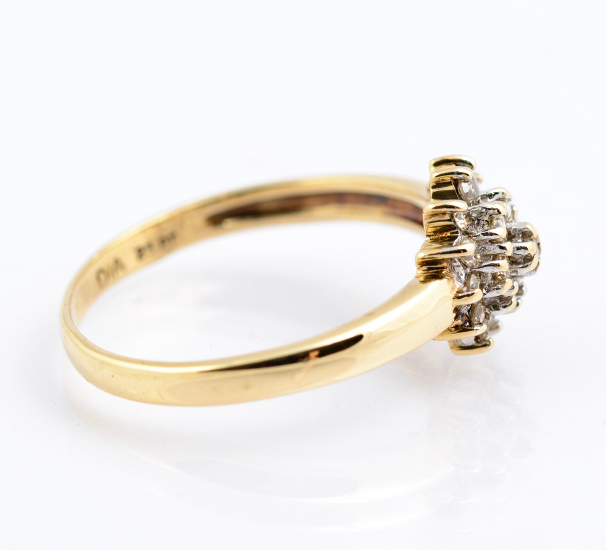 Vintage 9ct Yellow Gold Diamond Cluster Ring - Double Halo - UK Size N - B2352