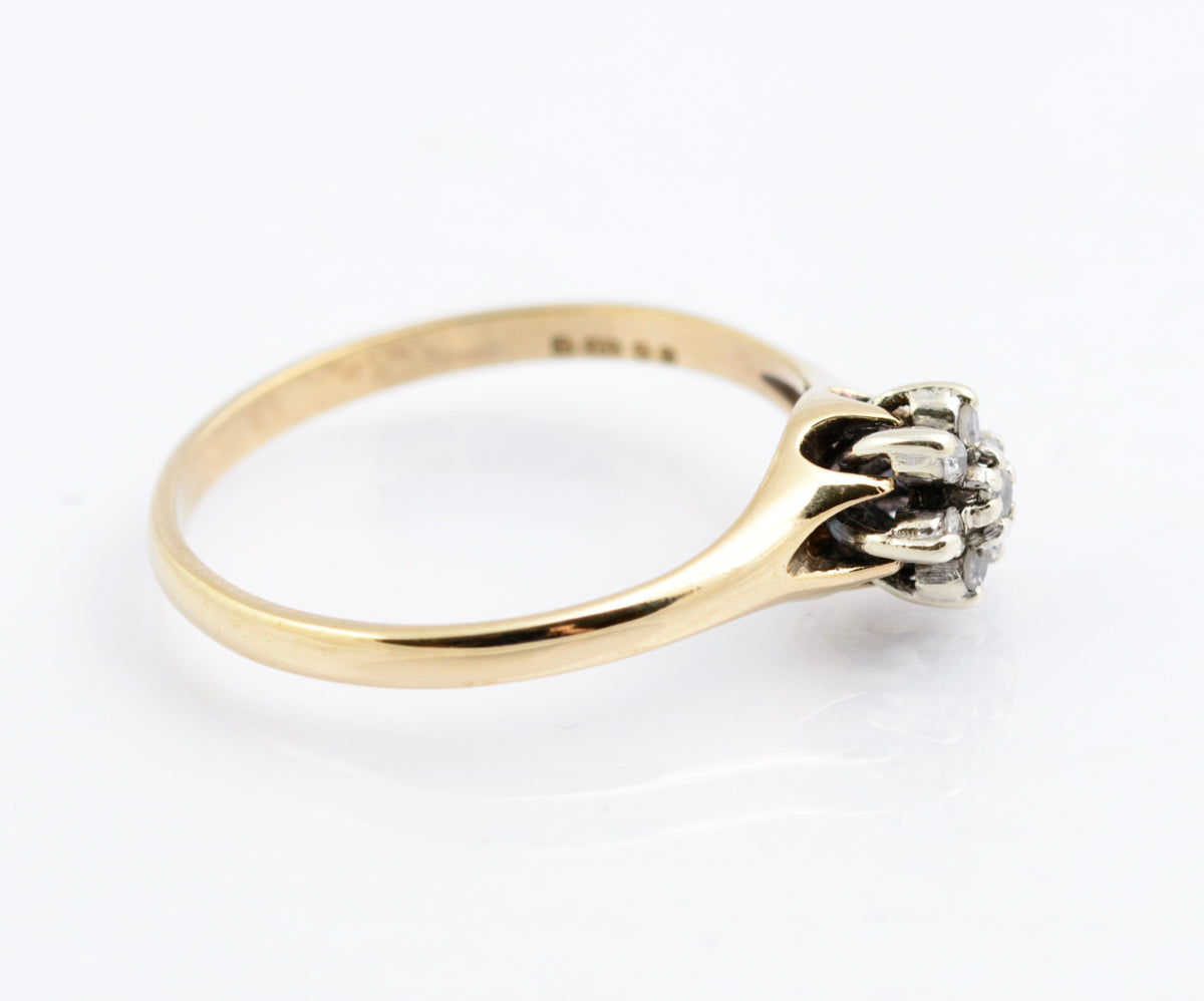 Vintage 9ct Gold & Natural Diamond Crown Head Ring Hallmarked 1983 Size M (B2354)