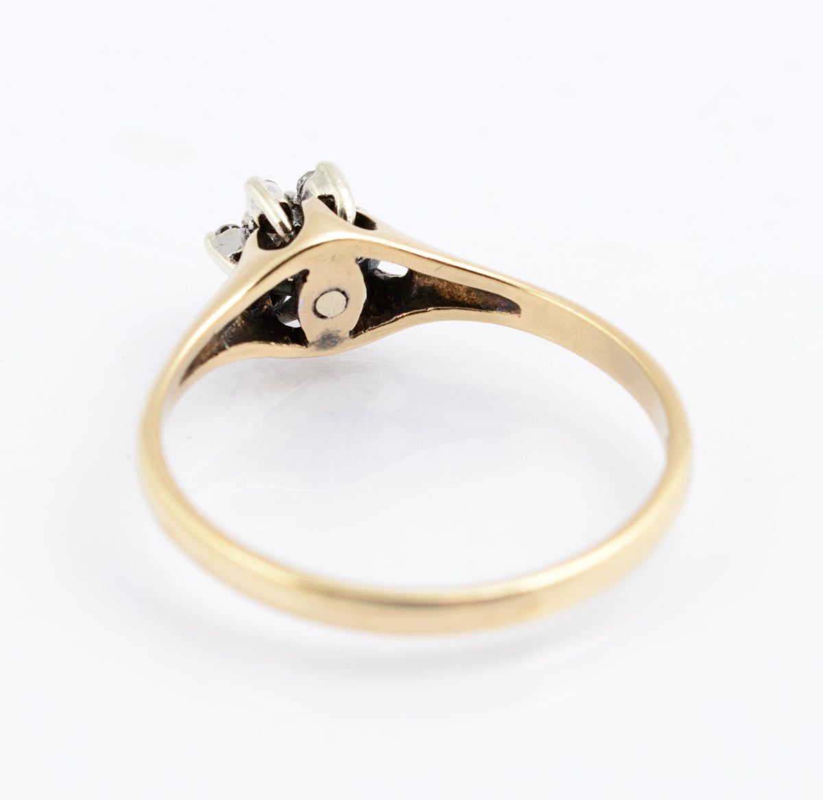 Vintage 9ct Gold & Natural Diamond Crown Head Ring Hallmarked 1983 Size M (B2354)