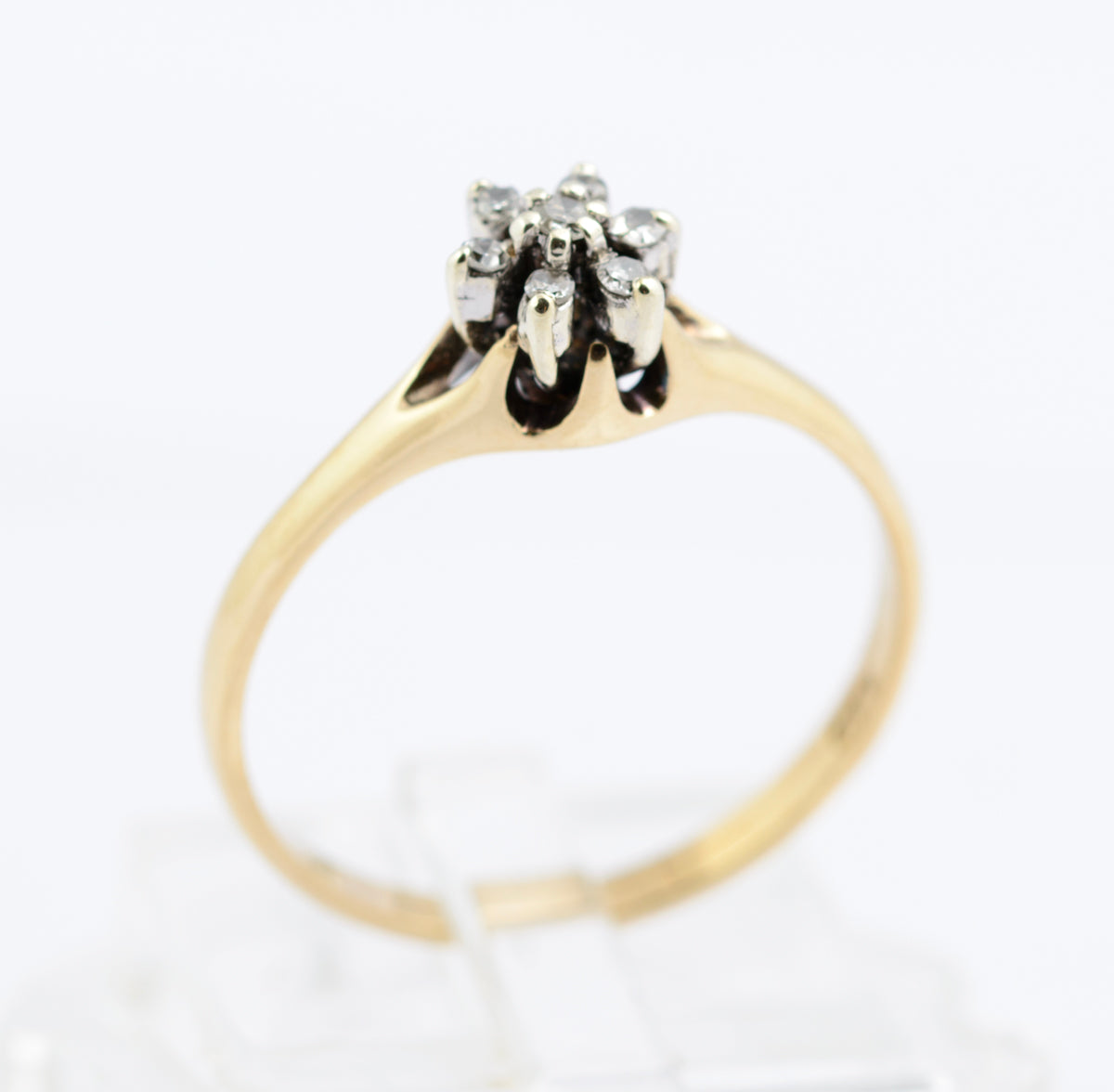 Vintage 9ct Gold & Natural Diamond Crown Head Ring Hallmarked 1983 Size M (B2354)