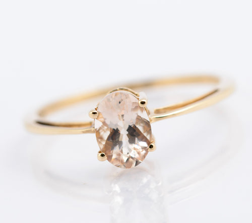 9ct Yellow Gold Ring With 0.63 Carat Natural Morganite Gemstone Size N1/2 (B2355)