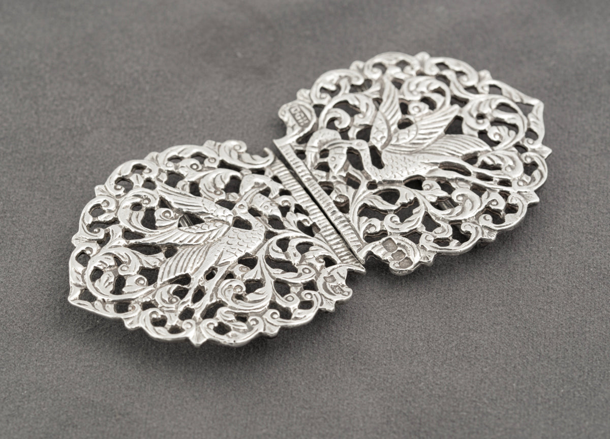 Vintage Sterling Silver Nurses / Midwife Buckle With Storks Hallmarked 1985 (B2362)