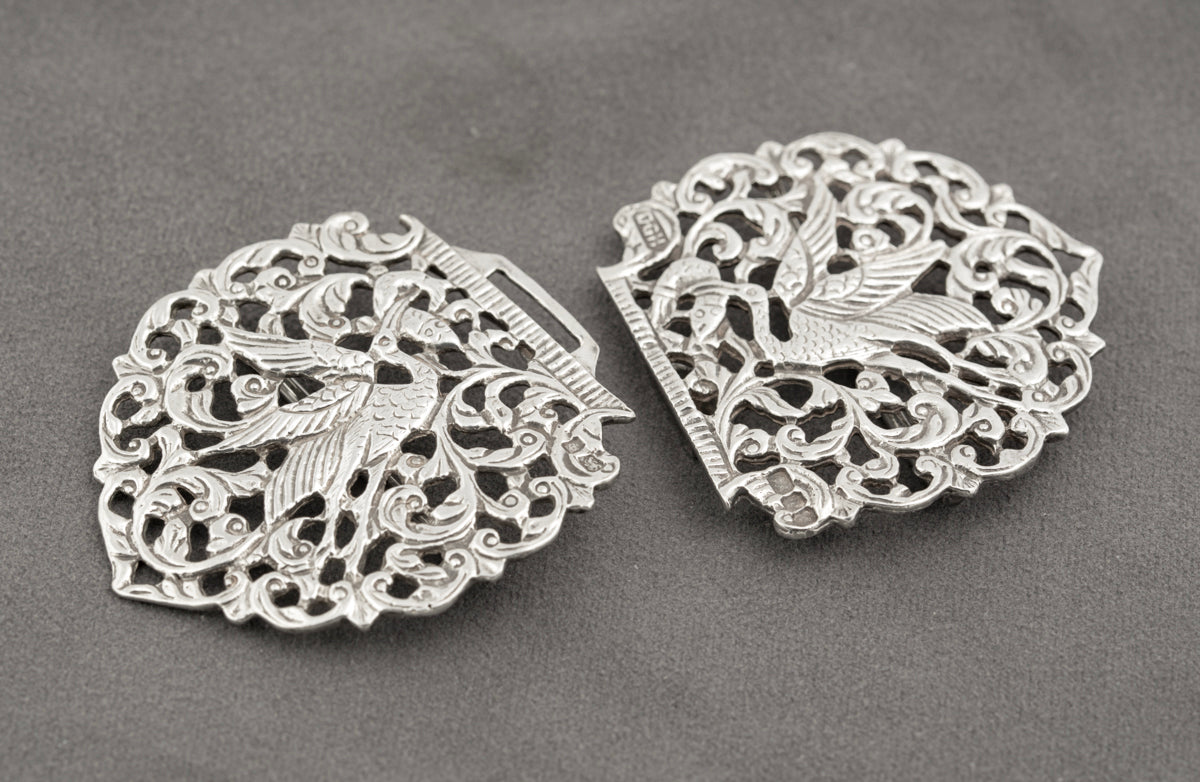Vintage Sterling Silver Nurses / Midwife Buckle With Storks Hallmarked 1985 (B2362)