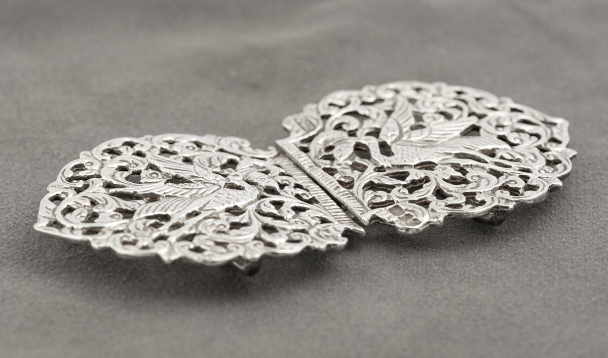 Vintage Sterling Silver Nurses / Midwife Buckle With Storks Hallmarked 1985 (B2362)