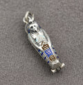 Antique Egyptian Opening Sarcophagus With Mummy Charm .800 Silver & Enamel (B2367)
